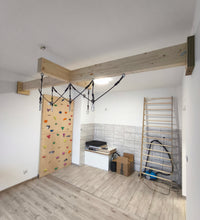 Belka drewniana z poprzeczką i zawiesiem linowym do 6m